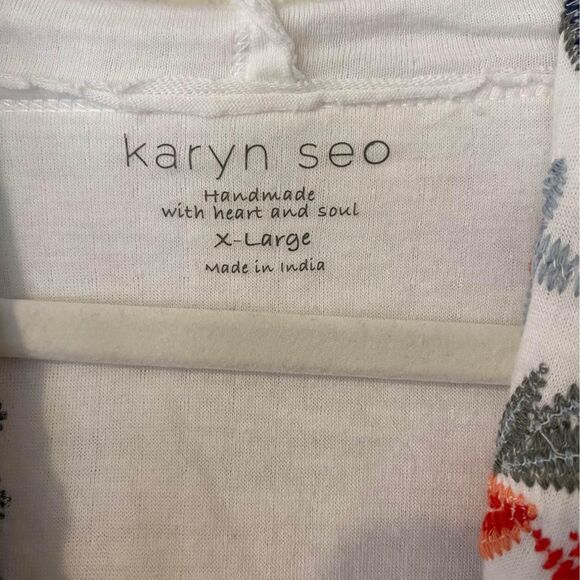 Karyn Seo Handmade Embroidered Cotton Kimono Hoodie xL - Picture 2 of 5